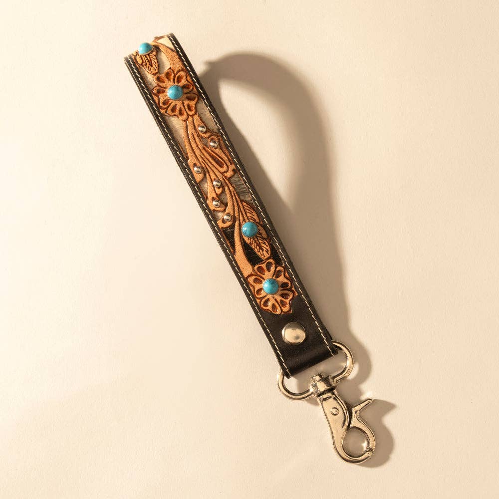 River Glen Handtooled Hairon Leather Key Fob Variant Combo