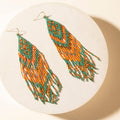 Sundance Ember Beaded Fringe Earrings in Gilded Coral