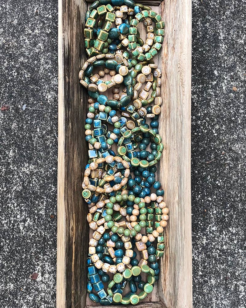 Seashore Color Solid and Multi Clay Bead Stretch Bracelets