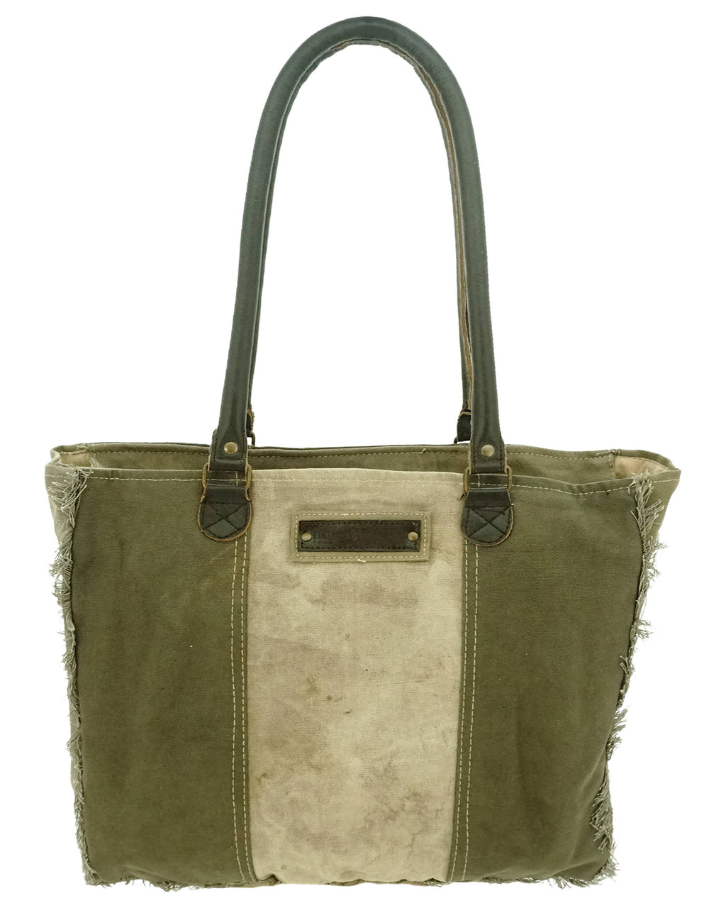 Recycled Tent Tote with Vintage Textiles (Zipper Top)