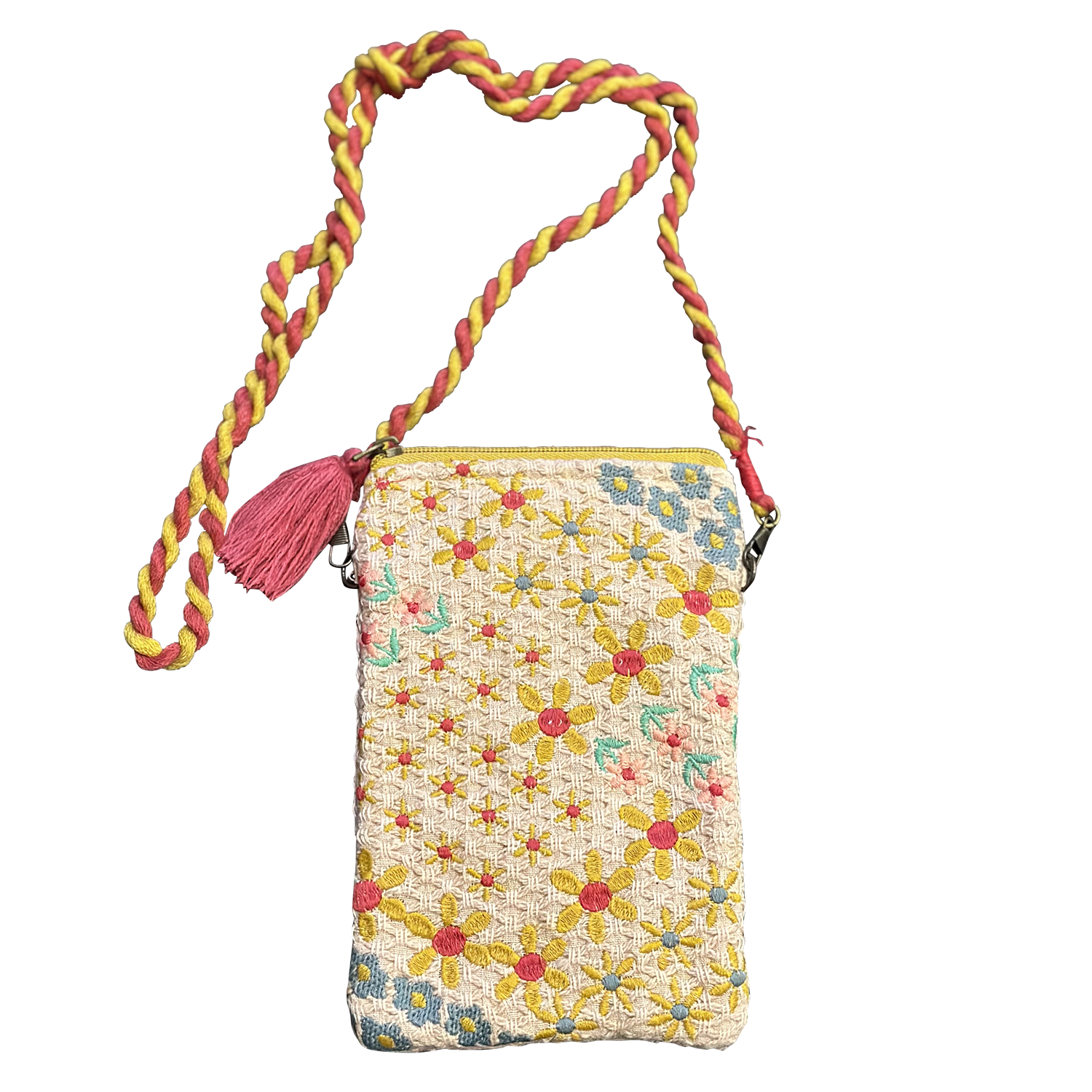 Embroidered Tiny Flowers Sling Cotton Women's Crossbody Bag
