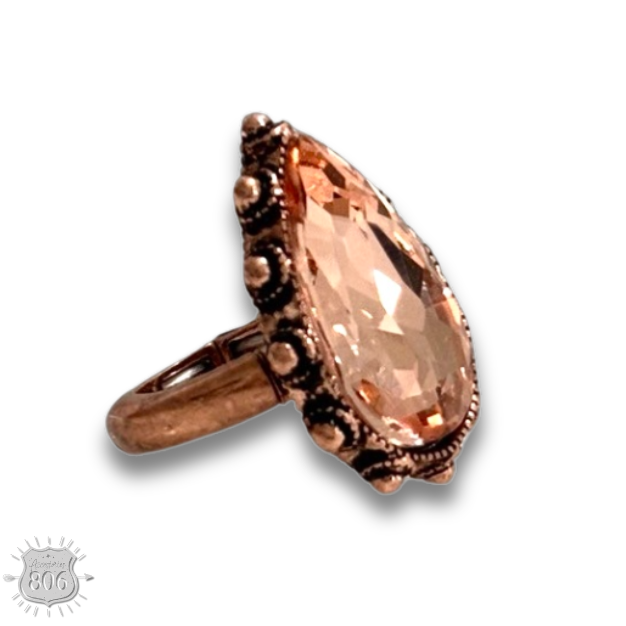 Rhinestone teardrop stretch ring - LC
