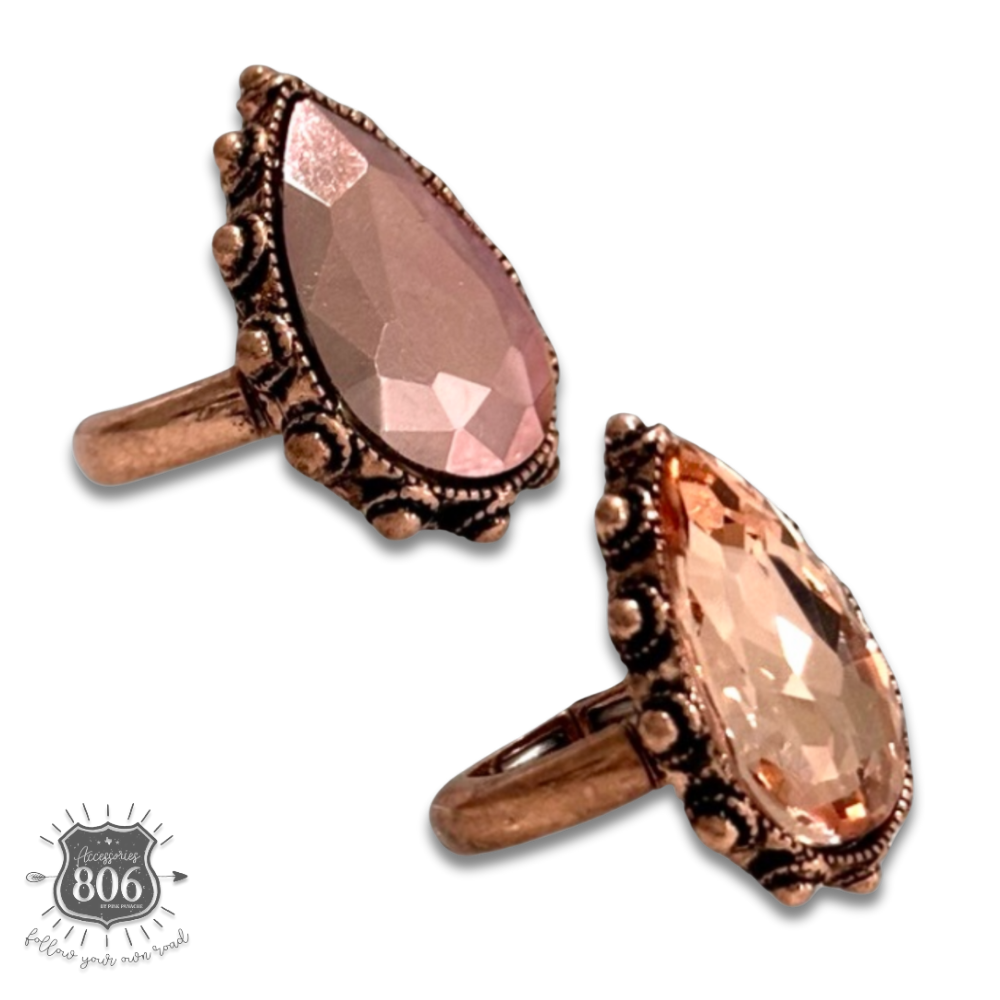 Rhinestone teardrop stretch ring - LC