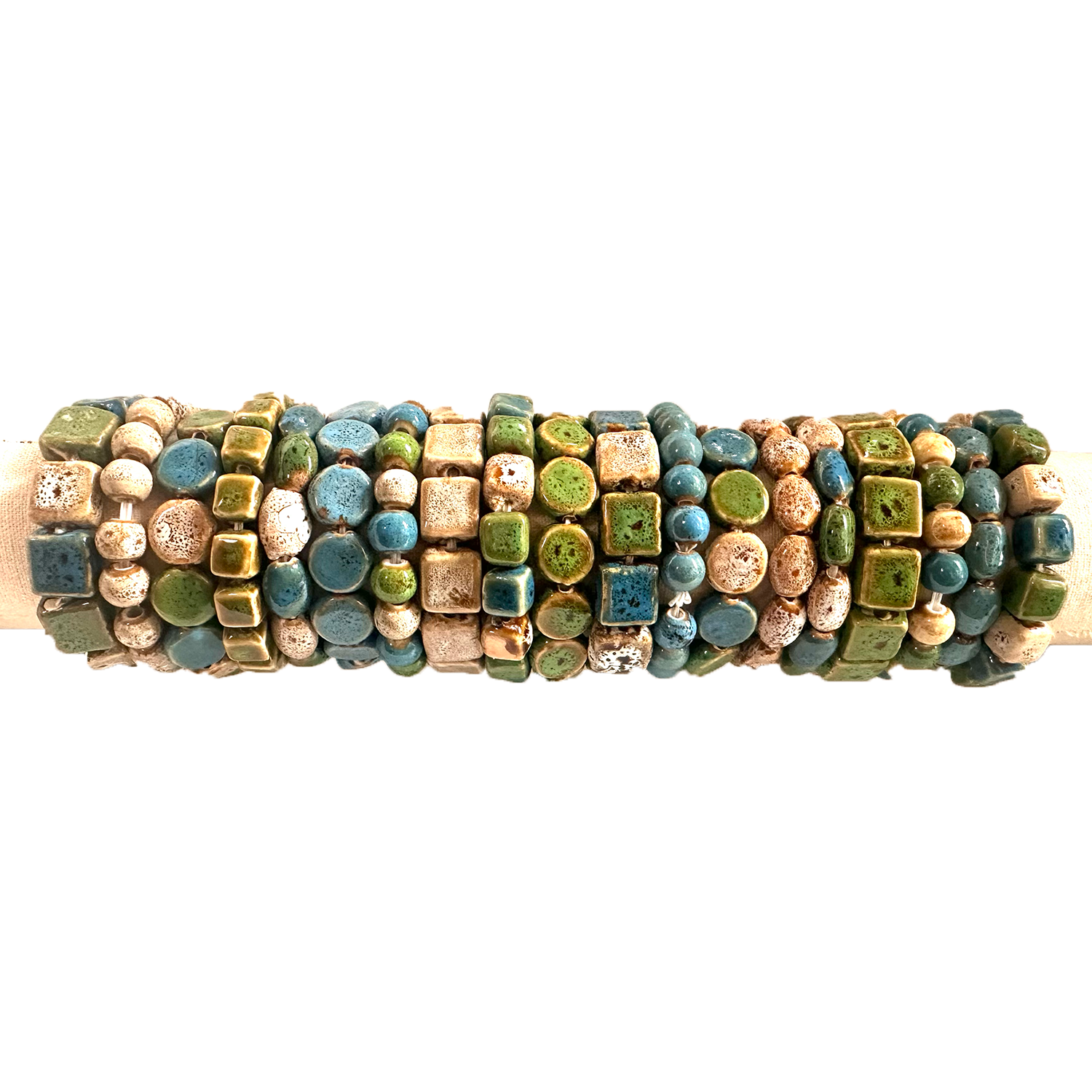 Seashore Color Solid and Multi Clay Bead Stretch Bracelets