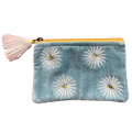 Velvet Daisies on Aqua Coin Purse