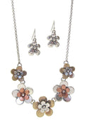 ( R193 )  MULTI FLOWER LINK NECKLACE SET