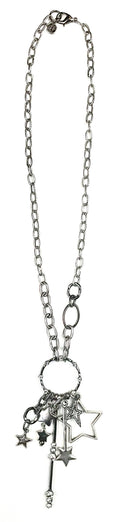 XNS057 NK-Mixed Asymm Etric Chain, Bling Ring/Star Pendant
