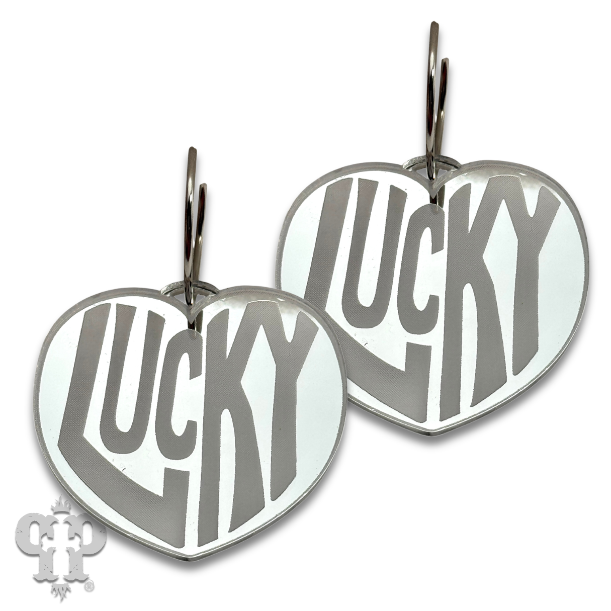 Lucky Heart on small hoop earring