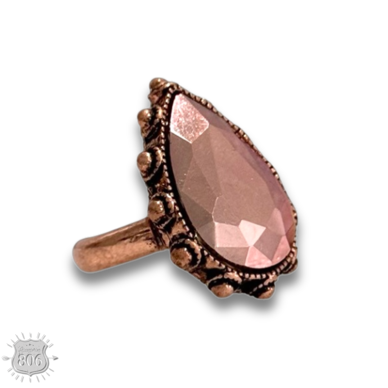 Rhinestone teardrop stretch ring - LC