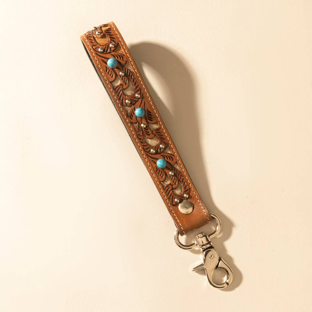 River Glen Handtooled Hairon Leather Key Fob Variant Combo