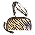 Leather Wrist Wallet Black White Stripe Womens Crossbody Bag