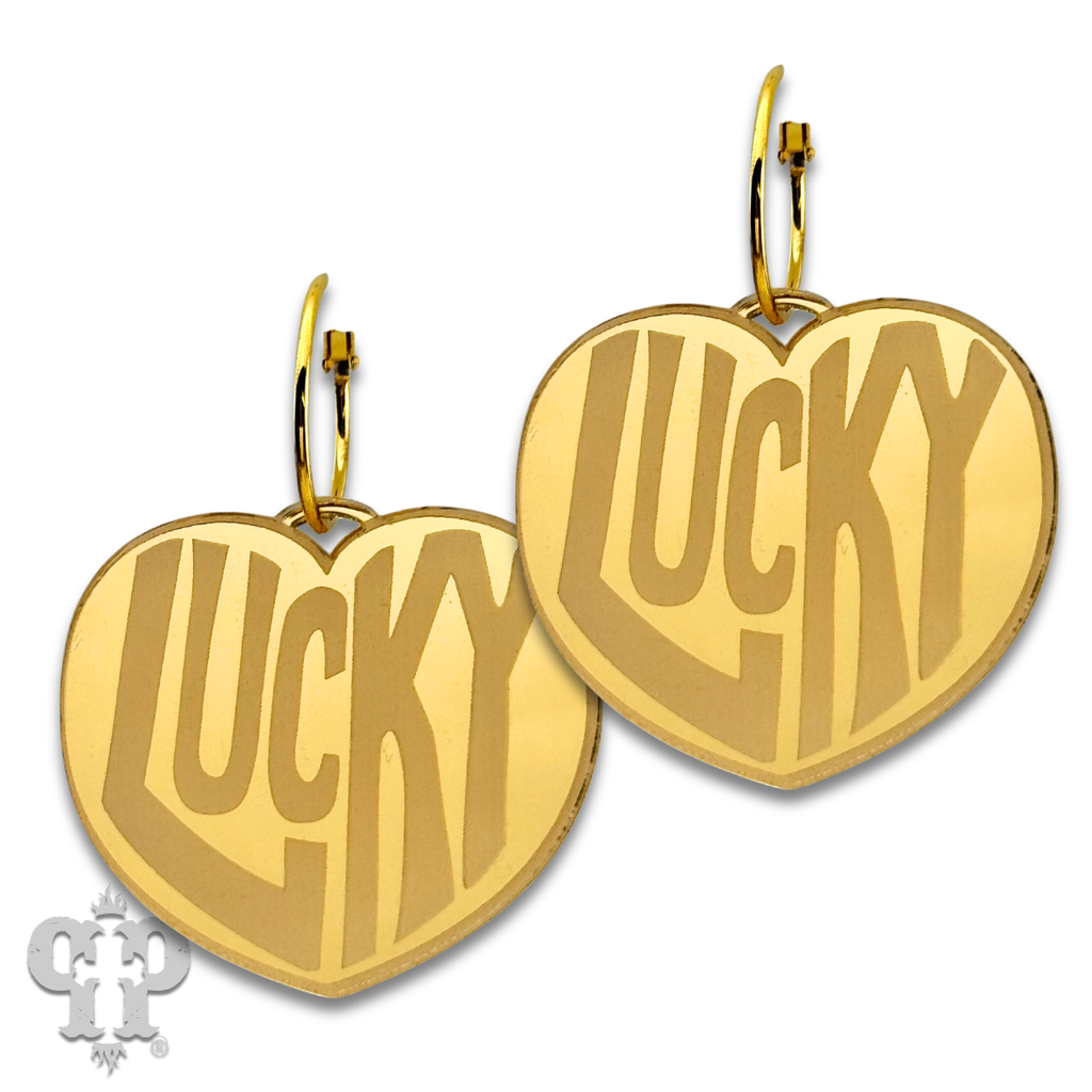 Lucky Heart on small hoop earring