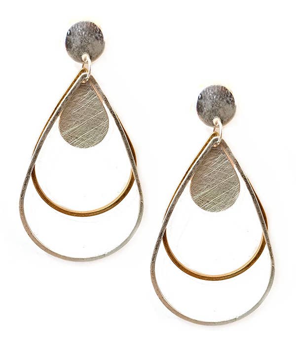 ( B509 )  WIRE SCRATCH  TEAR EARRING