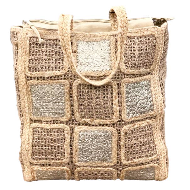 SALE $5 ea (Regularly $24) Jute Squares Tote Bag