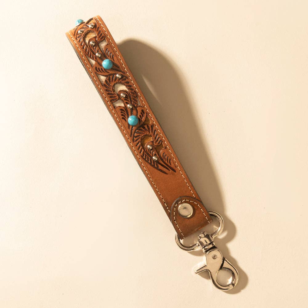 River Glen Handtooled Hairon Leather Key Fob Variant Combo