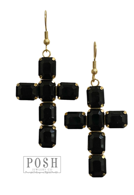 Rhinestone cross earring - LC