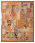 One of A Kind Vintage Quilt/Bed Cover-Salmon Trim