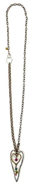 LS067 NK-Mixed Chains w/Stacked Hearts Pendant
