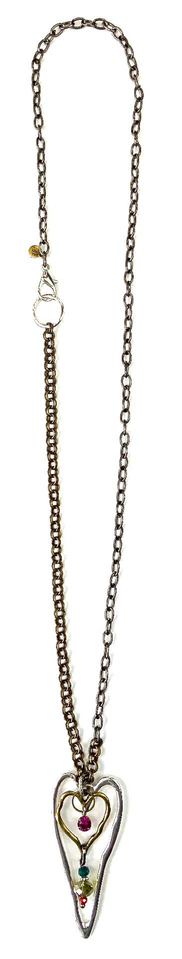 LS067 NK-Mixed Chains w/Stacked Hearts Pendant