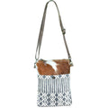 White Canvas Pattern With Fur Shoulder Bag