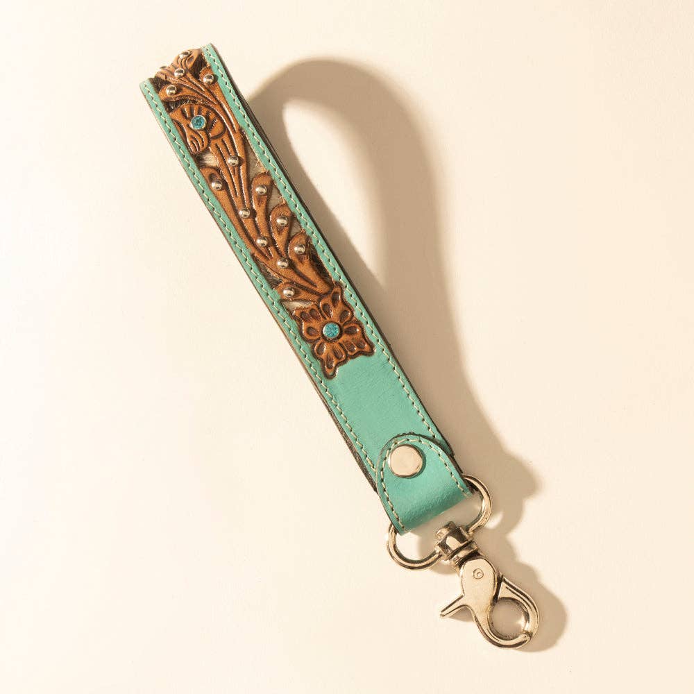 River Glen Handtooled Hairon Leather Key Fob Variant Combo