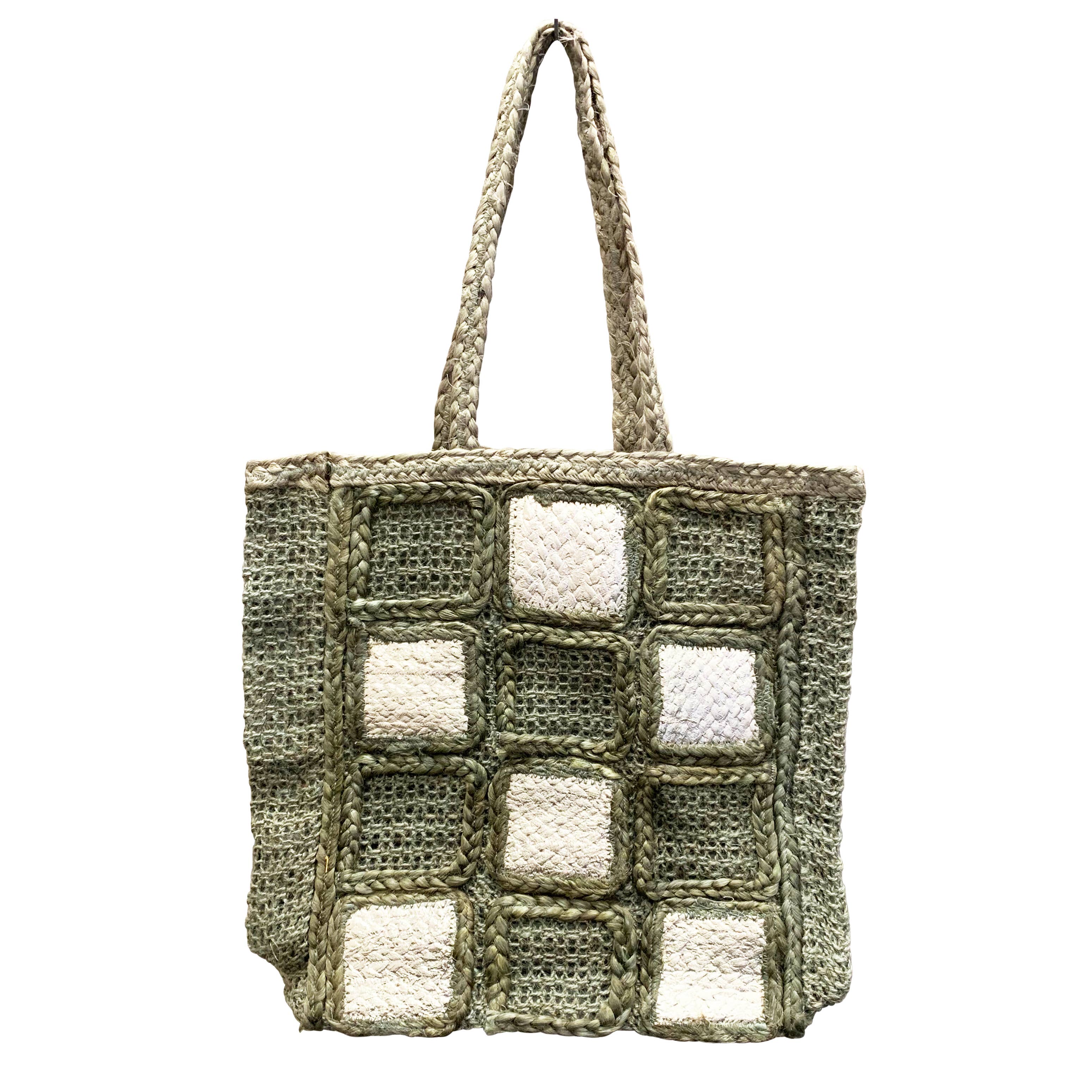 SALE $5 ea (Regularly $24) Jute Squares Tote Bag