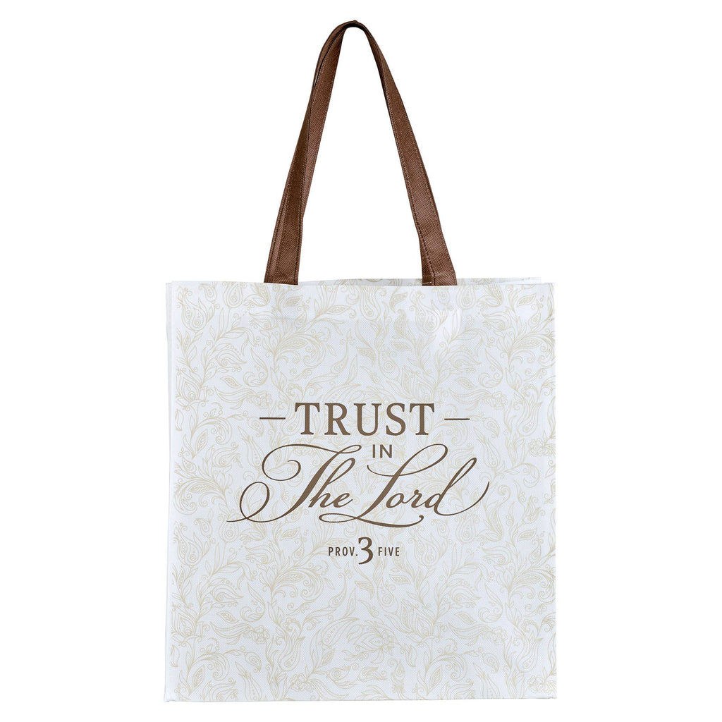 Tote White/Brown Trust in the Lord Prov. 3:5