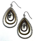 ER-3 Textured Tear Hoops Dangle Earrings On Wire