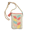Embroidered Pastel Leaves Sling Cotton Women's Crossbody Bag