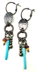SE791 ER HAMMERED DISC, RING & DANGLES ON MED. HOOP