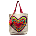 Heart Applique Design Pure Cotton Canvas Tote Bag