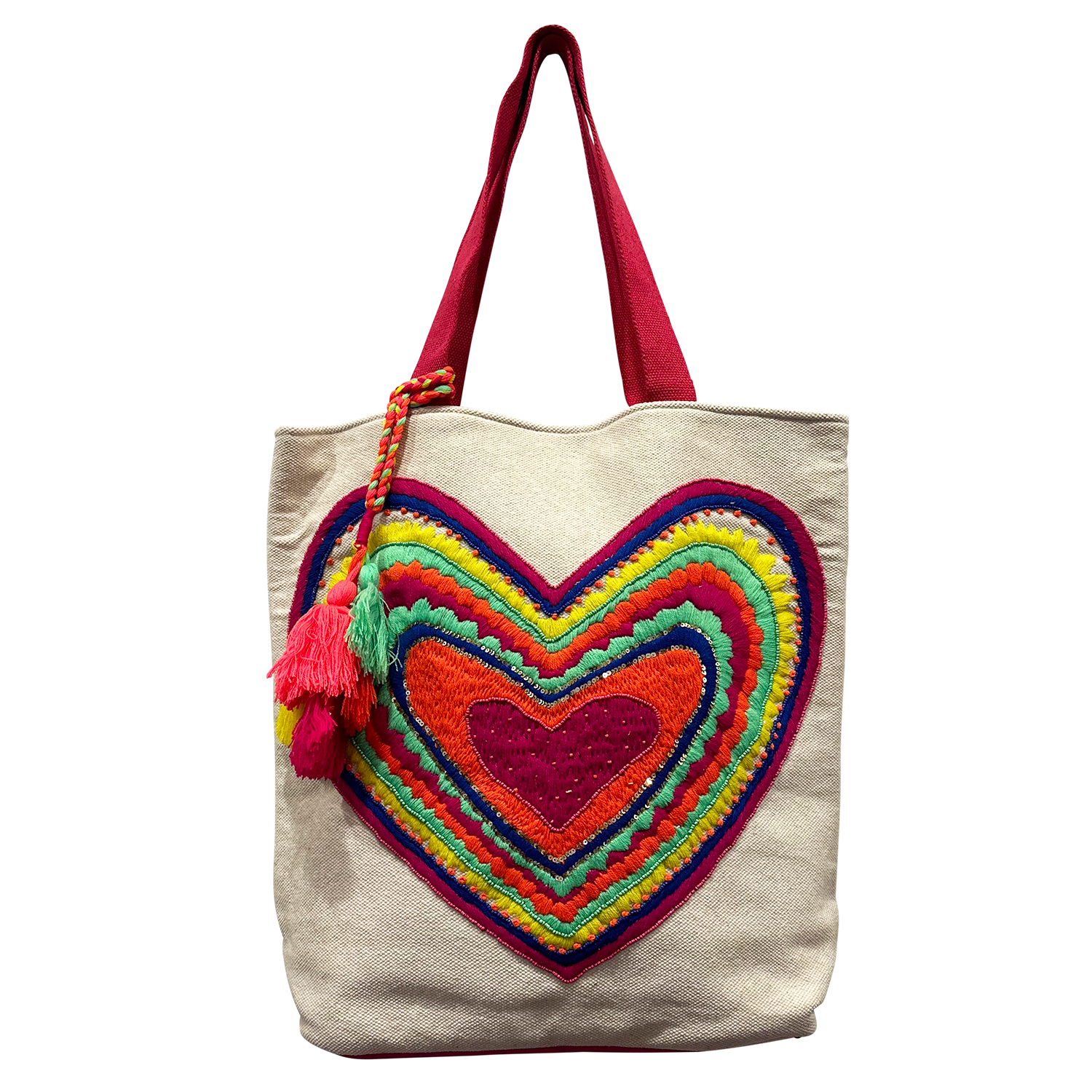 Heart Applique Design Pure Cotton Canvas Tote Bag