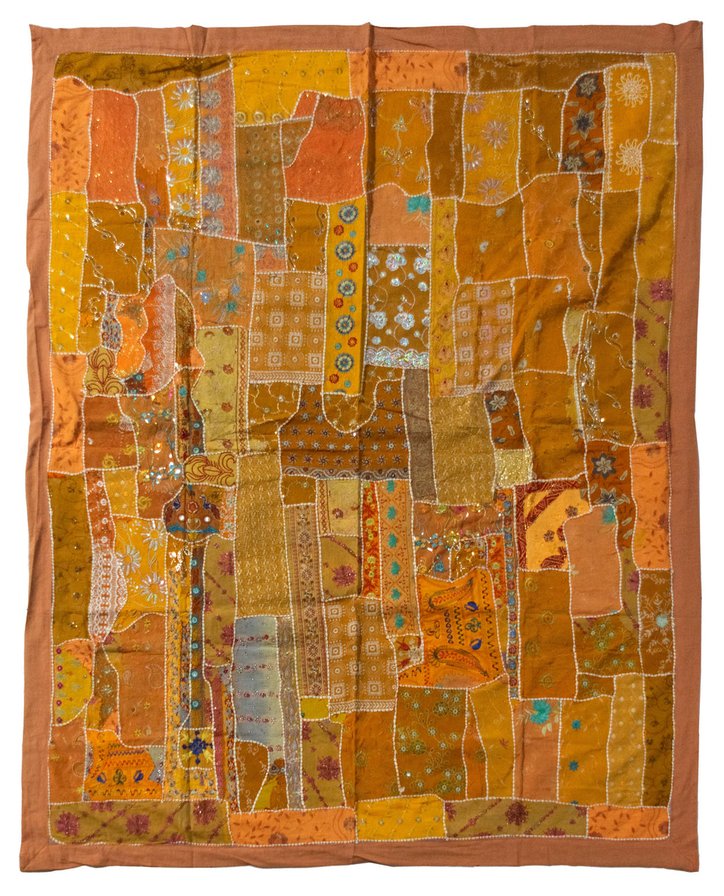 One of A Kind Vintage Quilt/Bed Cover-Salmon Trim