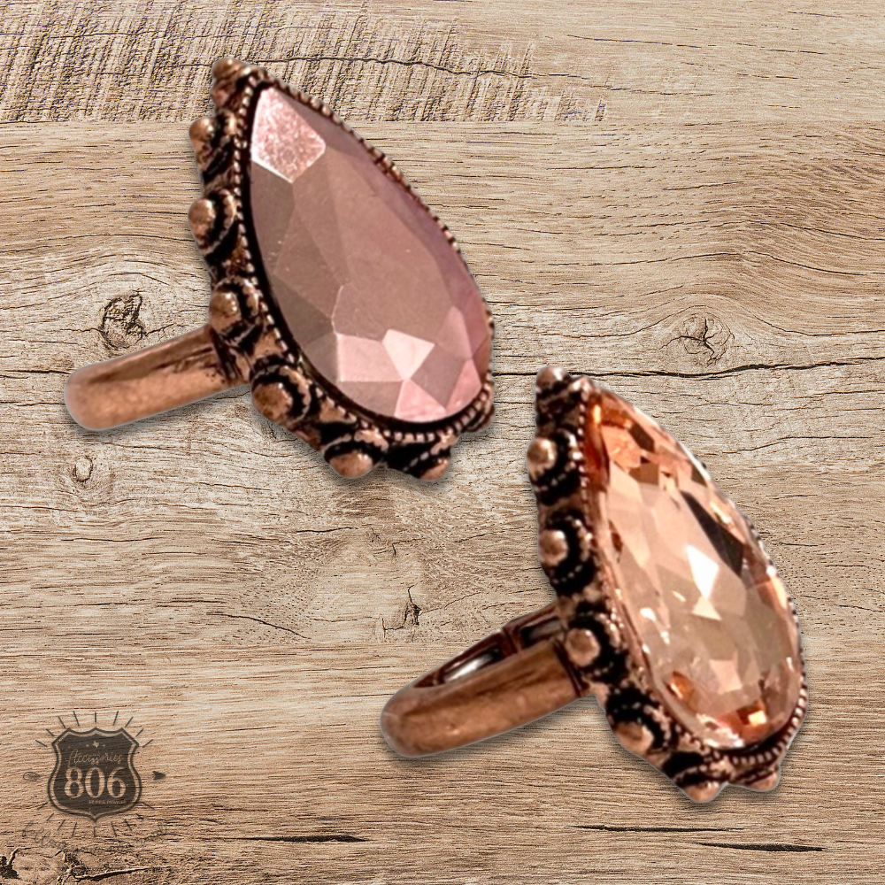 Rhinestone teardrop stretch ring - LC